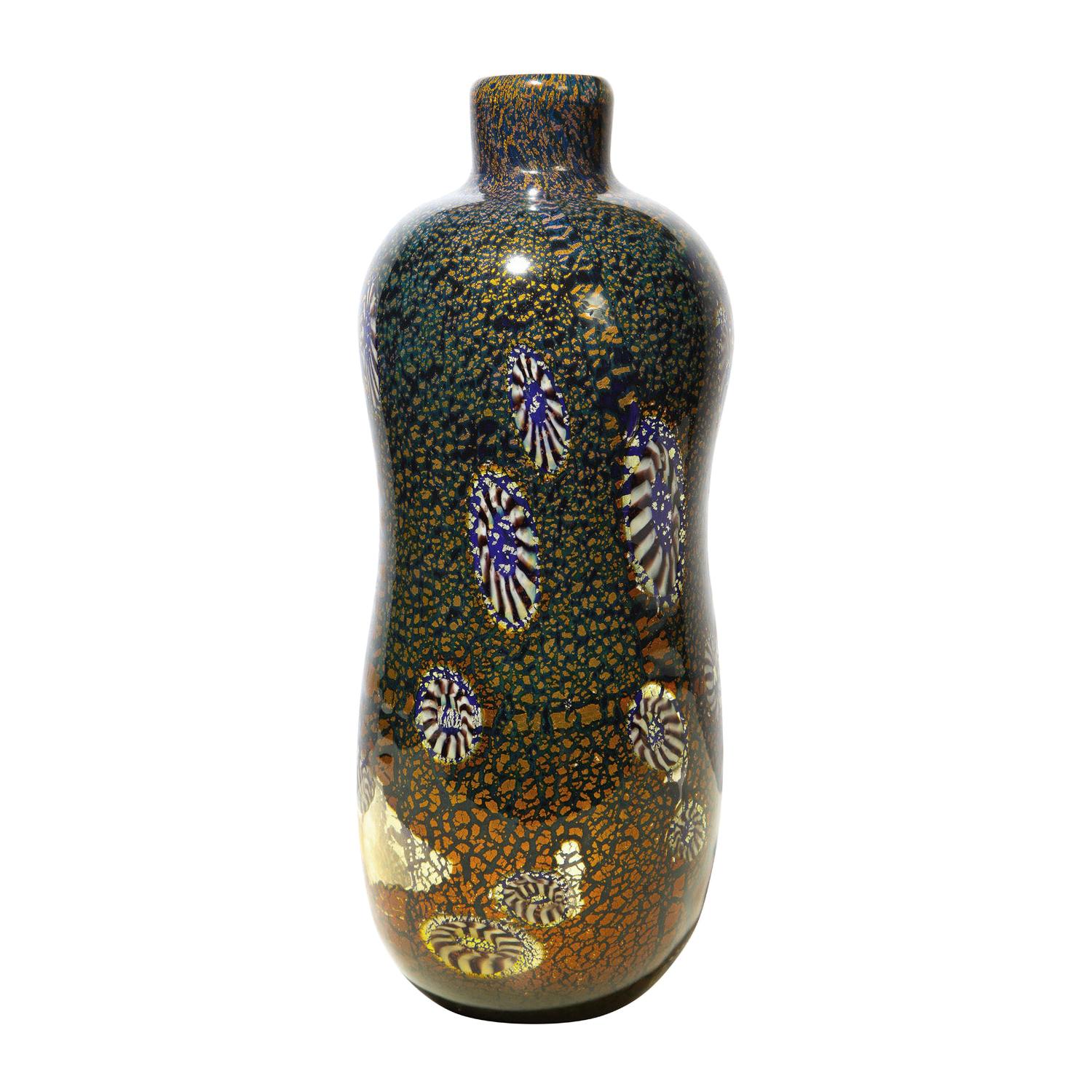 Aldo Nason Vase with Gold Foil and Murrhines, 1960s For Sale