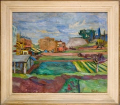 1940s Italian Signed Fauve Style Landscape Oil on Canvas Painting