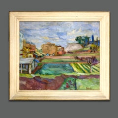 1940s Italian Signed Fauve Style Landscape Oil on Canvas Painting