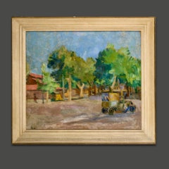 1940s Post-Impressionist Italian Signed and Documented Landscape Painting