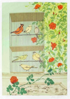 Retro BIrds - Lithograph by Aldo Pagliacci - 1970s