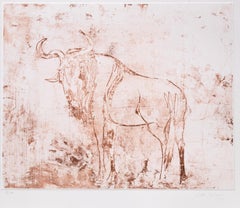 Buffalo - Original Etching on Paper by Aldo Pagliacci - 1971