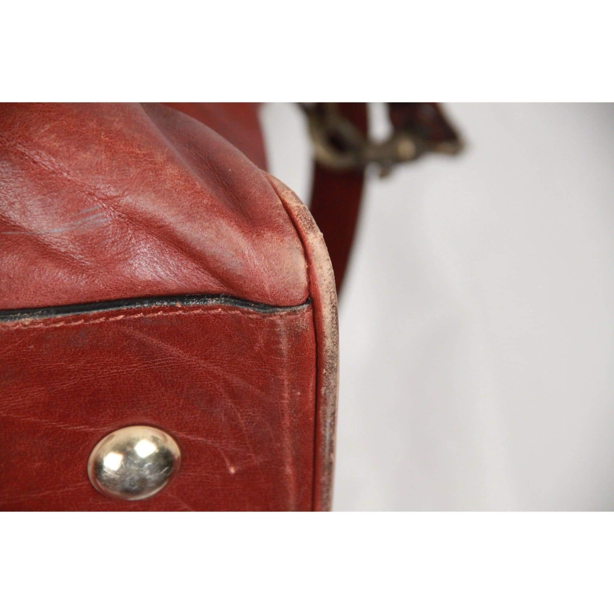 ALDO RAFFA Brown Leather DUFFLE TRAVEL BAG Carry On 3