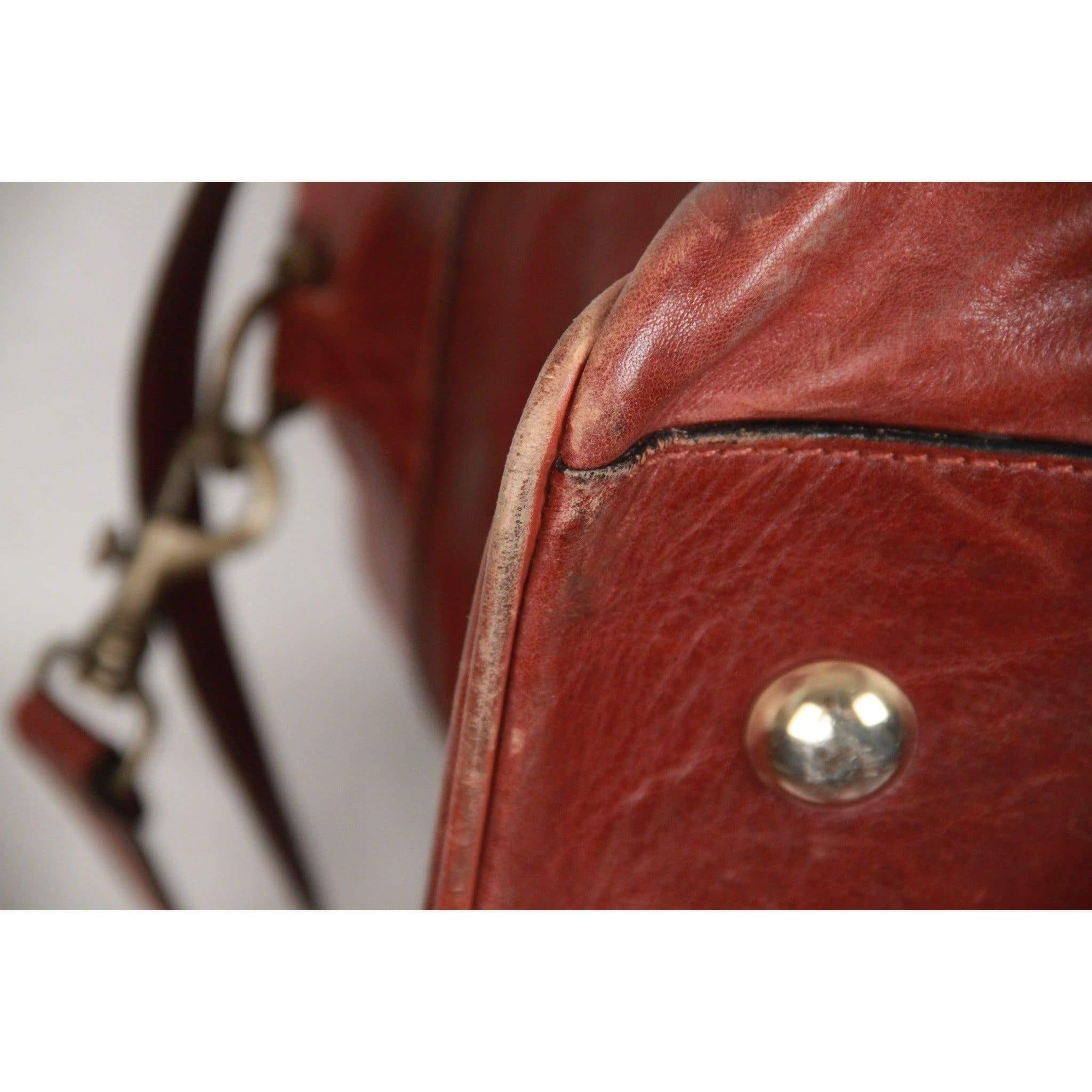 ALDO RAFFA Brown Leather DUFFLE TRAVEL BAG Carry On 4