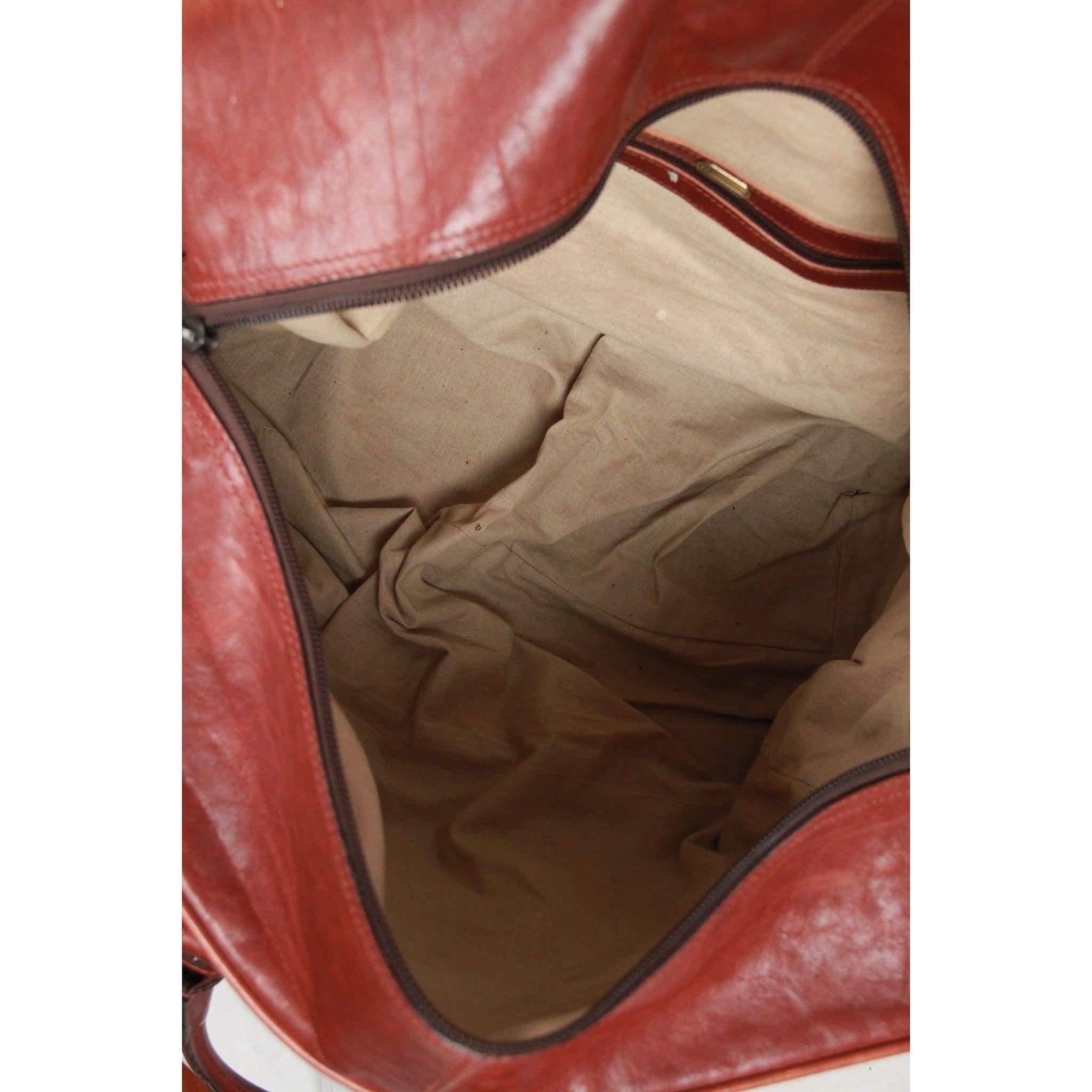 ALDO RAFFA Brown Leather DUFFLE TRAVEL BAG Carry On 5