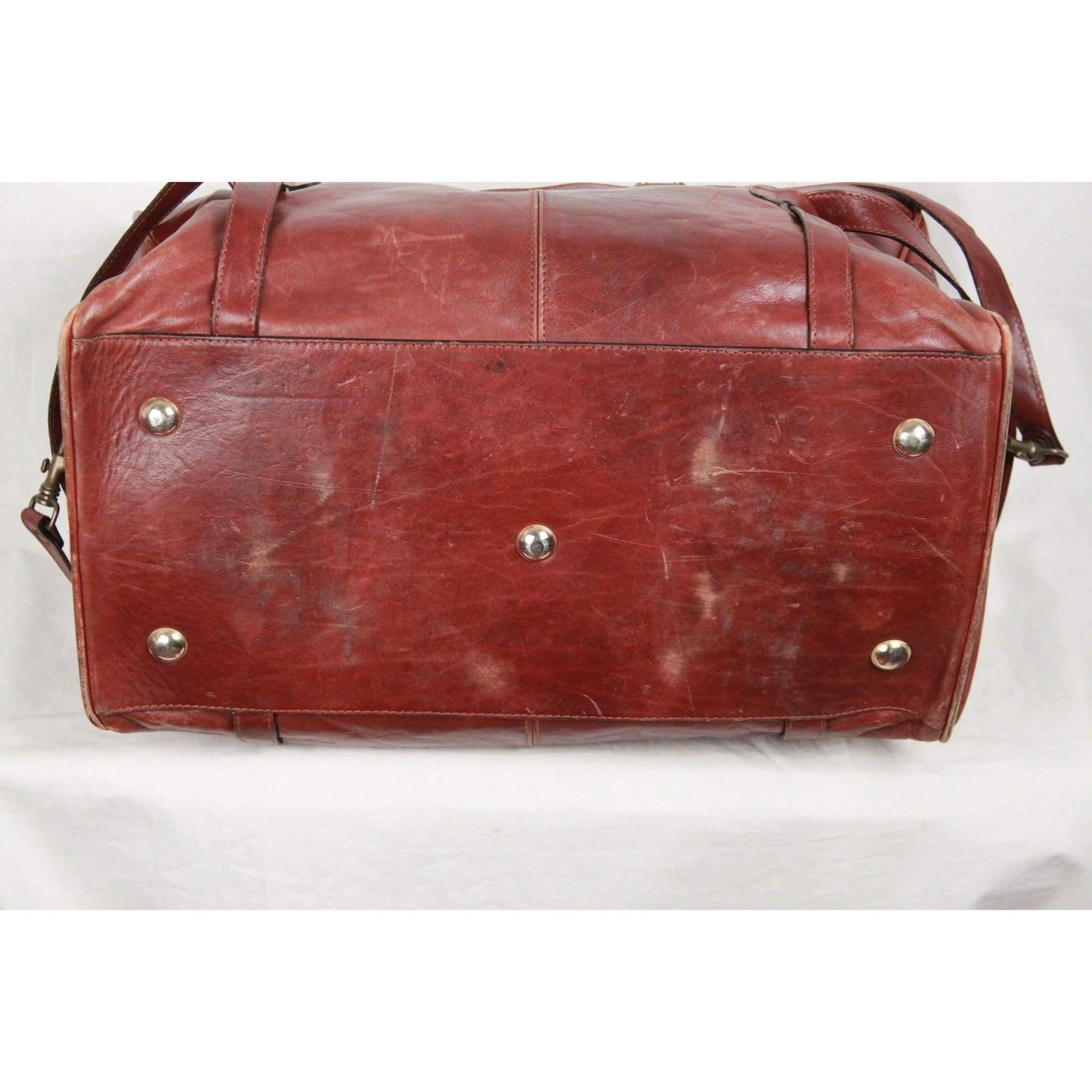 ALDO RAFFA Brown Leather DUFFLE TRAVEL BAG Carry On 2
