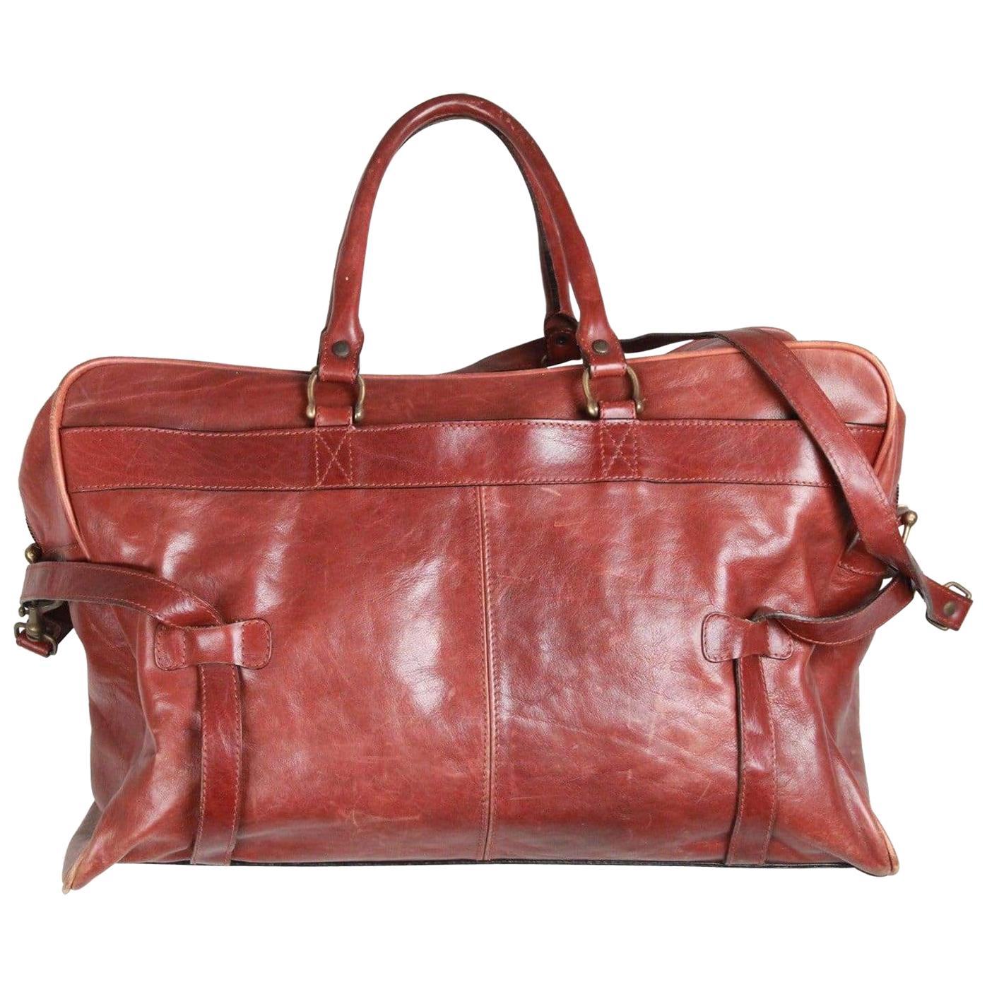 ALDO RAFFA Brown Leather DUFFLE TRAVEL BAG Carry On