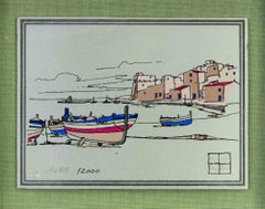 Boats on the Seaside - Screenprint by Aldo Riso - 1970