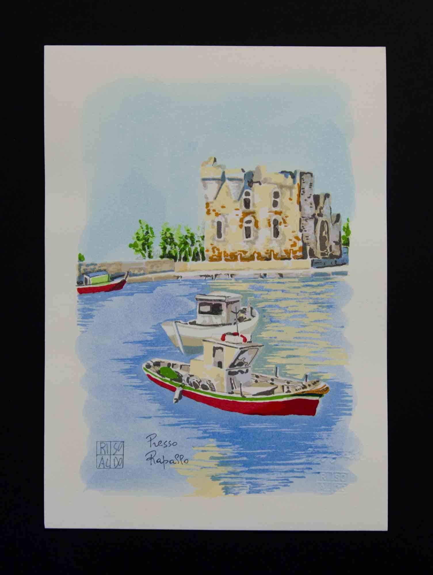Litografía sobre papel Magnani-Pescia. Tamaño del papel 24,5 cm x 17,5 cm tamaño del trabajo 22 cm x14,5 cm .Excelente estado, sin defectos.
Aldo Riso nació en 1927 en Santa Maria di Leuca, en la provincia de Lecce. Se aplicó a sus estudios hasta