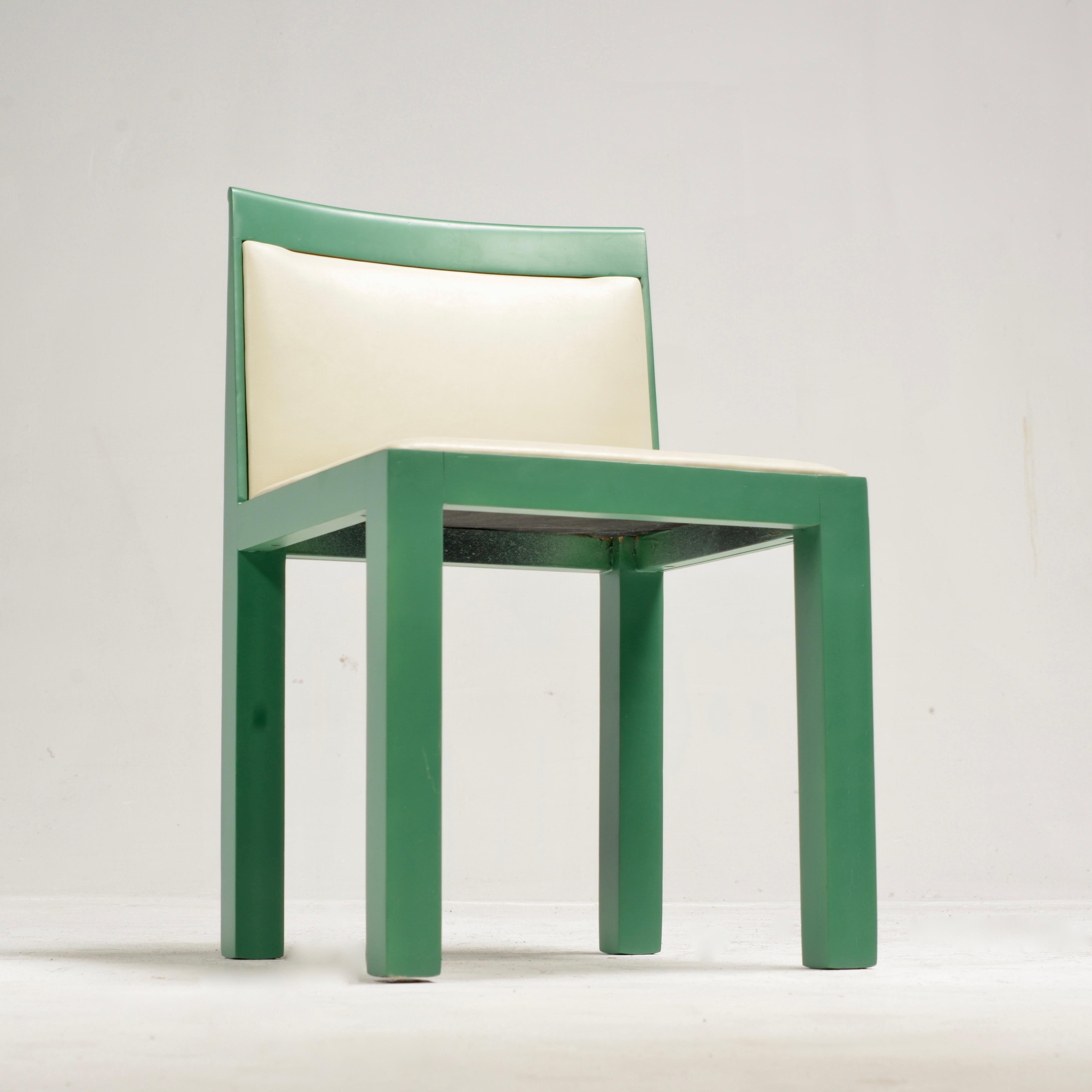 Leather Aldo Rossi 'Teatro' Chairs for Molteni in Green For Sale