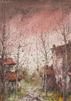 Aldo Salvadori (1905-2002) - Mid 20th Century Oil, Tree Lined Track