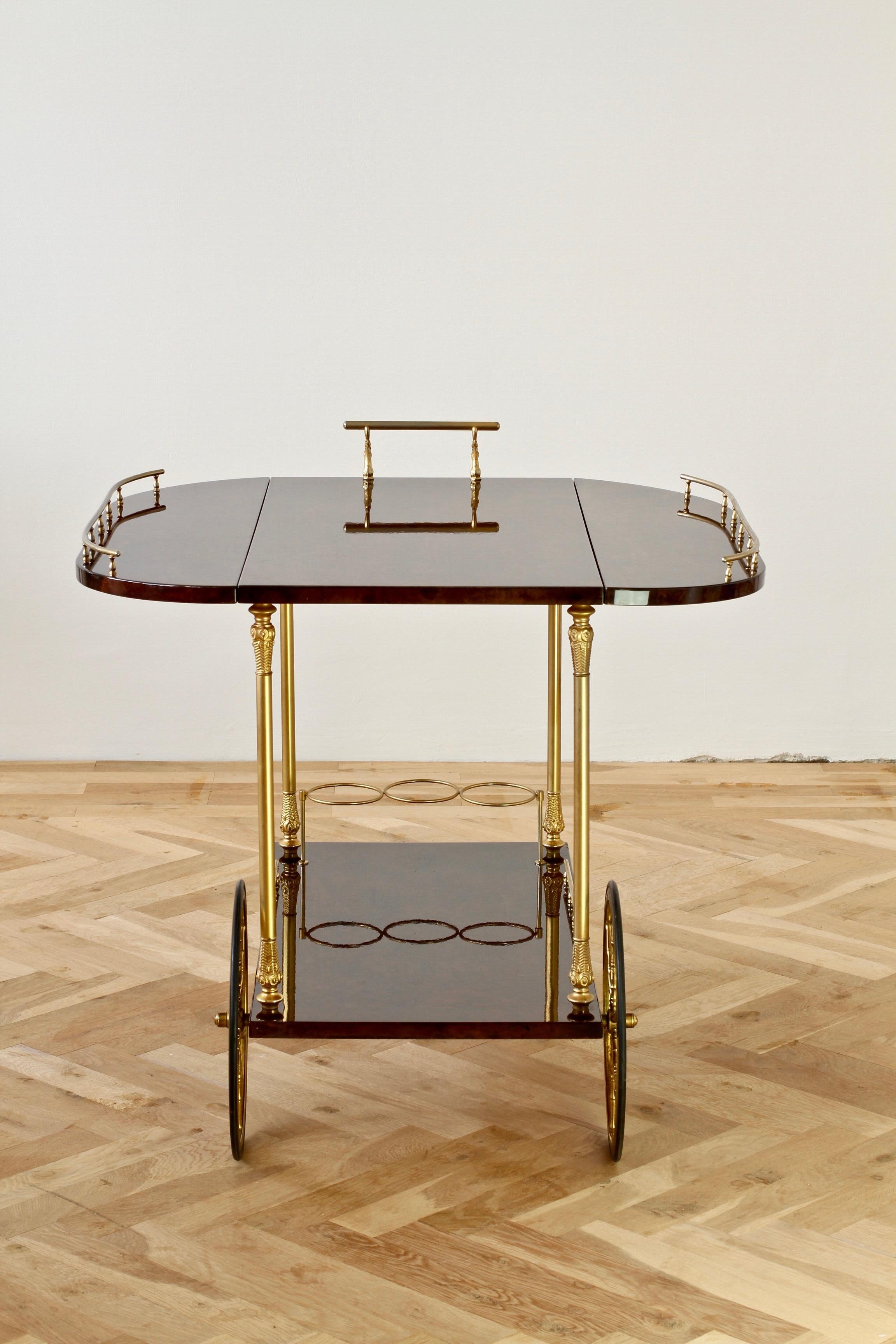 Mid-20th Century Aldo Tura 1960s Bar Cart, Tea Trolley or Drinks Stand in Brown Italian Leather