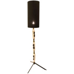Aldo Tura 20th Century Painted Ceramic and Black Metal Feet Italian Floor Lamp