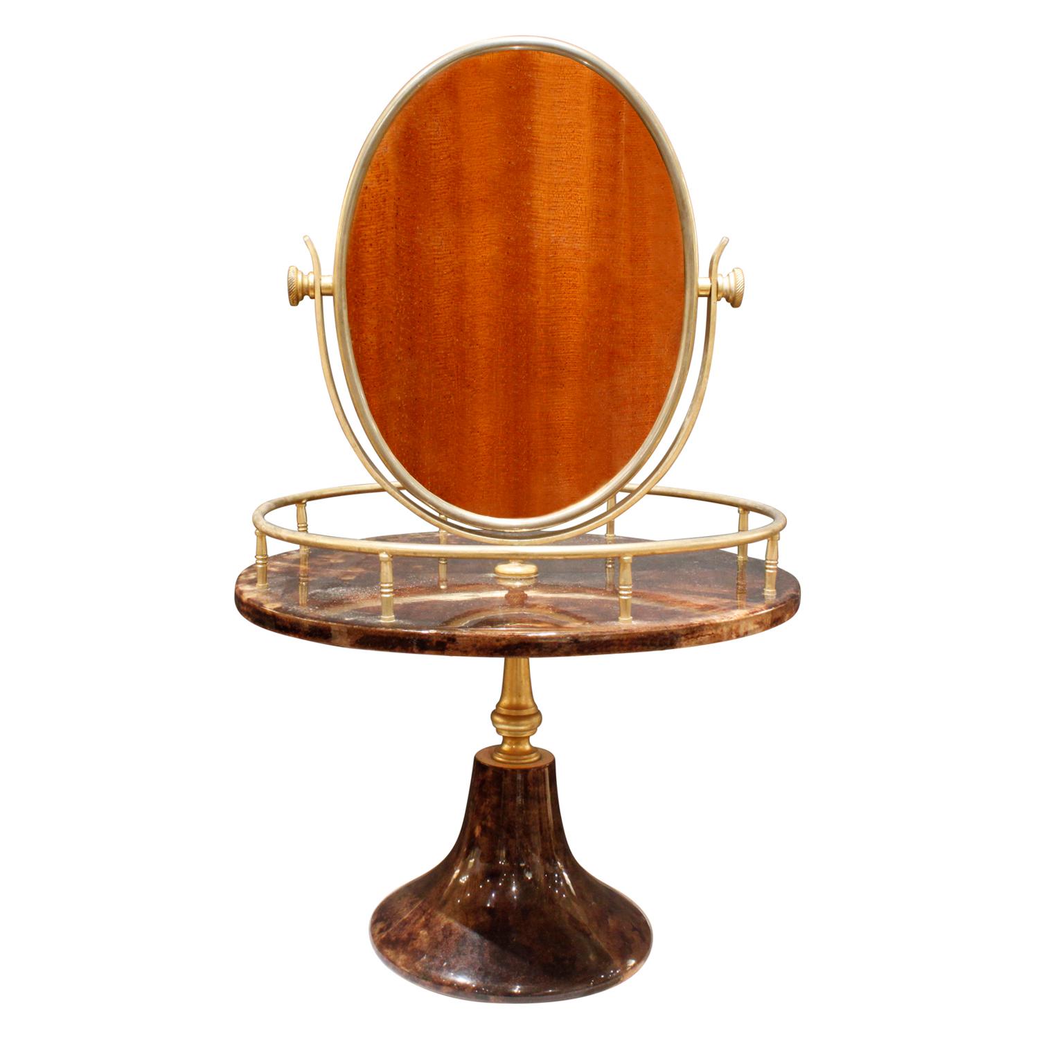 Italian Aldo Tura Adjustable Vanity Mirror in Lacquered Goatskin, 1970s For Sale