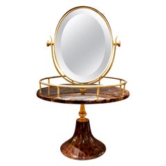 Miroir de coiffeuse réglable Aldo Tura en peau de chèvre laquée, 1970