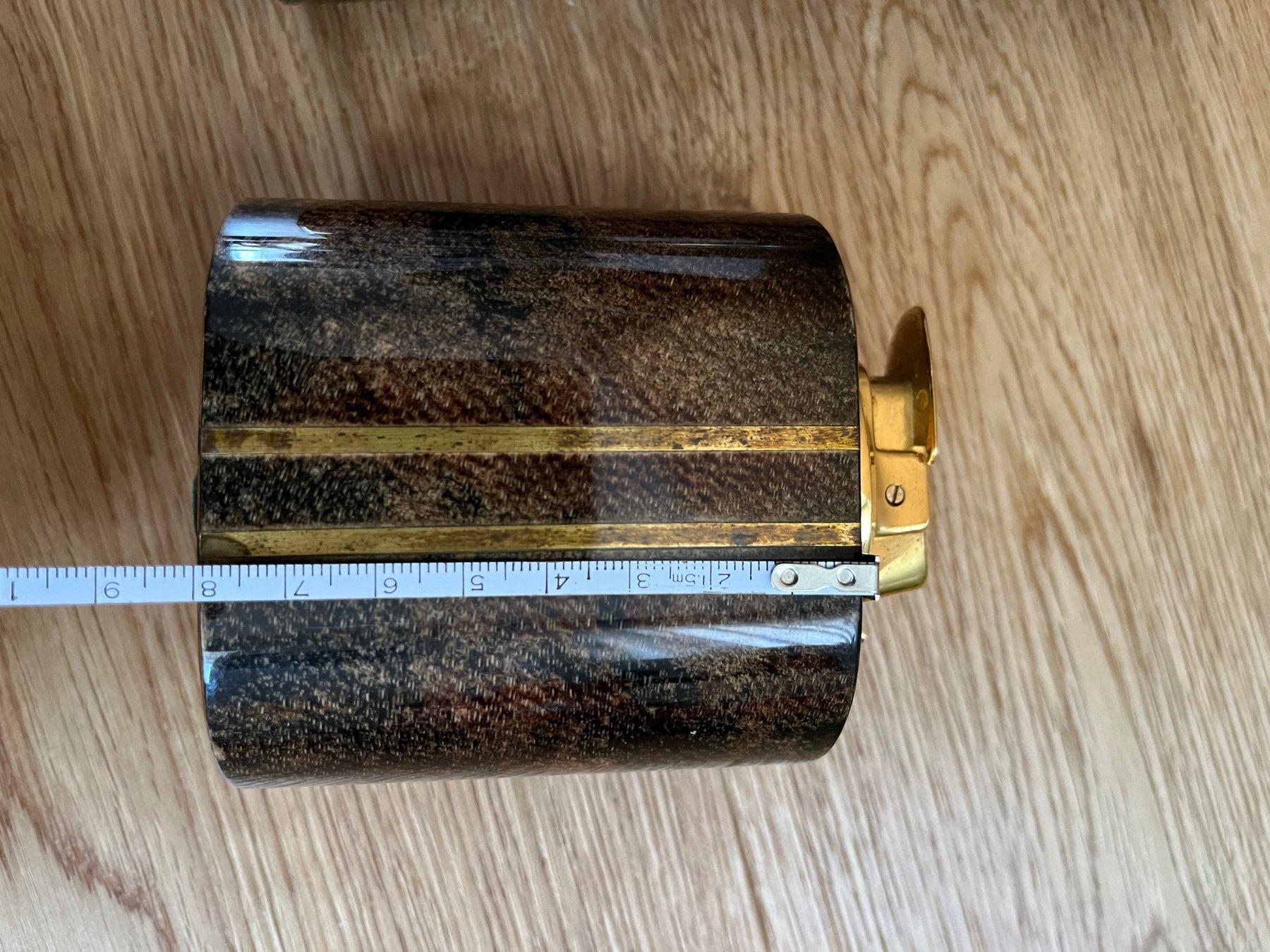 Aldo Tura ashtray and lighter in goatskin veneer with brass elements For Sale 11