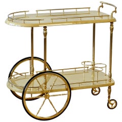 Aldo Tura Attributed 1950s Bar Cart, Trolley or Stand in Cream Italian Goatskin