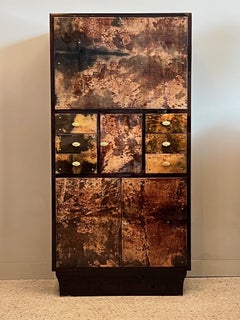 Aldo Tura Bar Cabinet Goatskin And Brass Studs