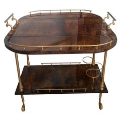 Aldo Tura Bar Cart in Goatskin