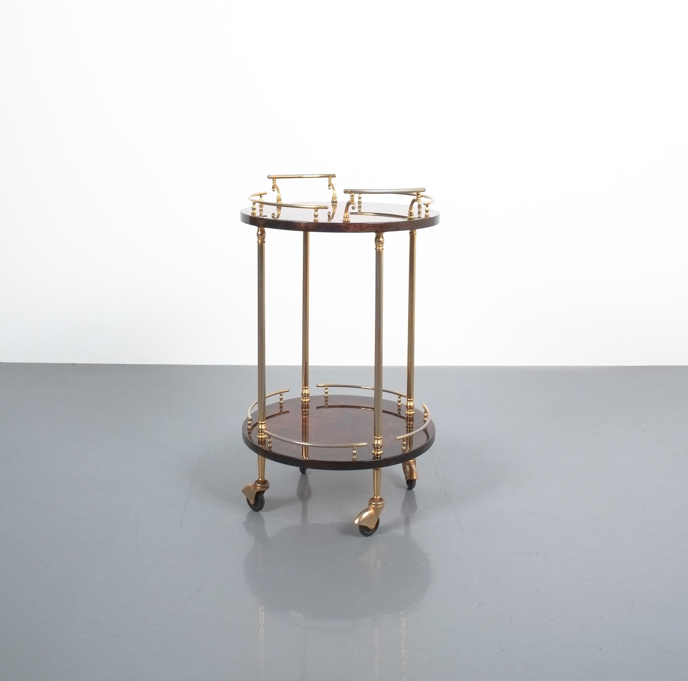 Aldo Tura Bar Cart or Side Table from Brown Parchment, circa 1960 1