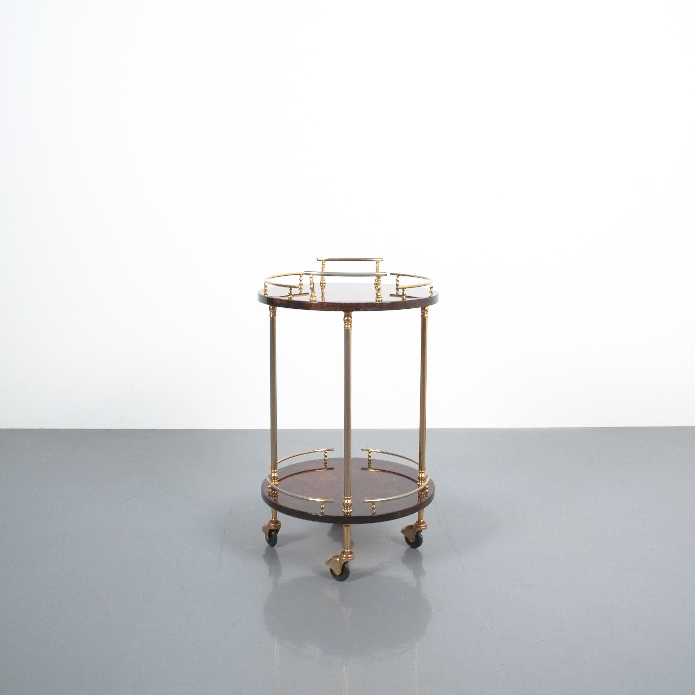 Aldo Tura Bar Cart or Side Table from Brown Parchment, circa 1960 2