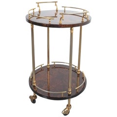 Aldo Tura Bar Cart or Side Table from Brown Parchment, circa 1960