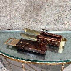 Aldo Tura Barware Bottle Opener + Ice Tongs Goatskin and Brass ITALY