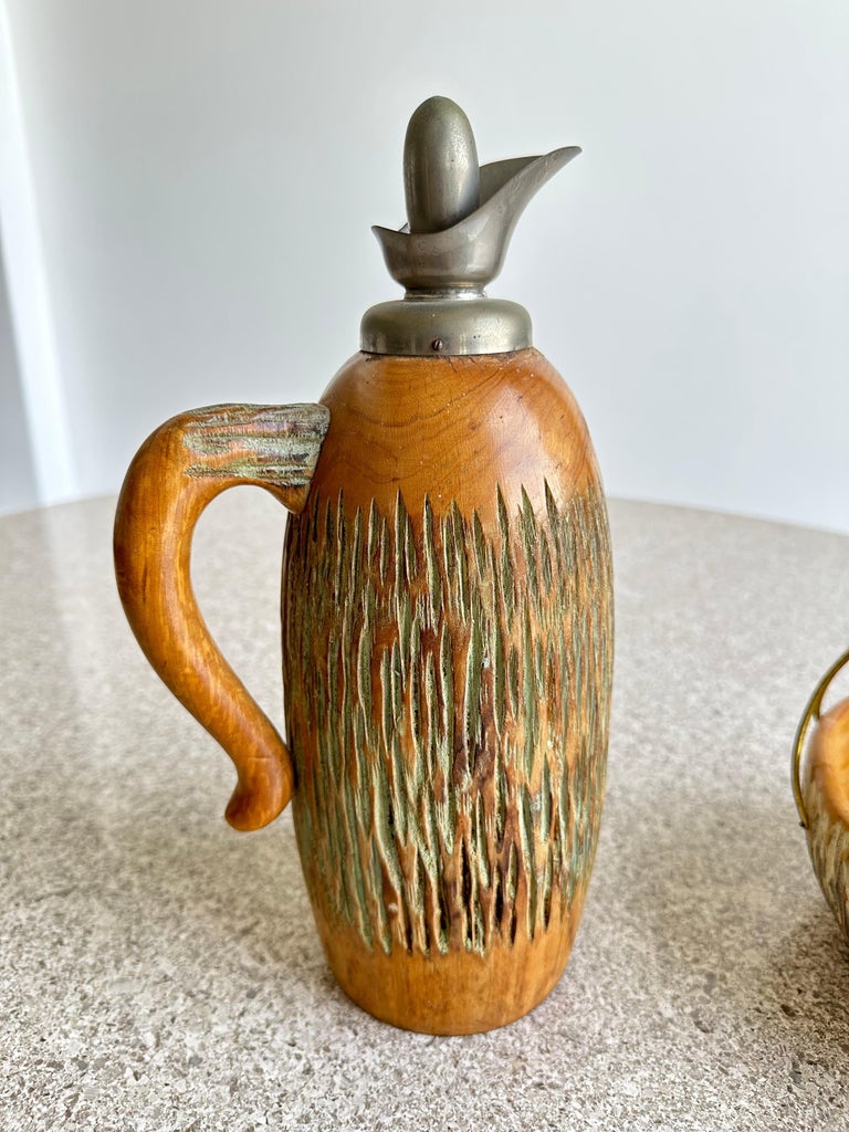 Aldo Tura Bowls and Thermos Bottle Italian Made for Cusano For Sale at