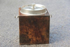 Aldo Tura Box Eiswürfel in Ziegenleder Braun Italienisch Mid-Century Modern Design 1950er Jahre Würfel