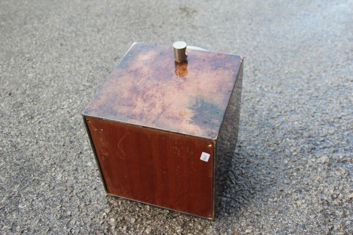 Aldo Tura Box Ice Goatsking Brown Italian Mid-Century Modern Design 1950s Cube For Sale 1