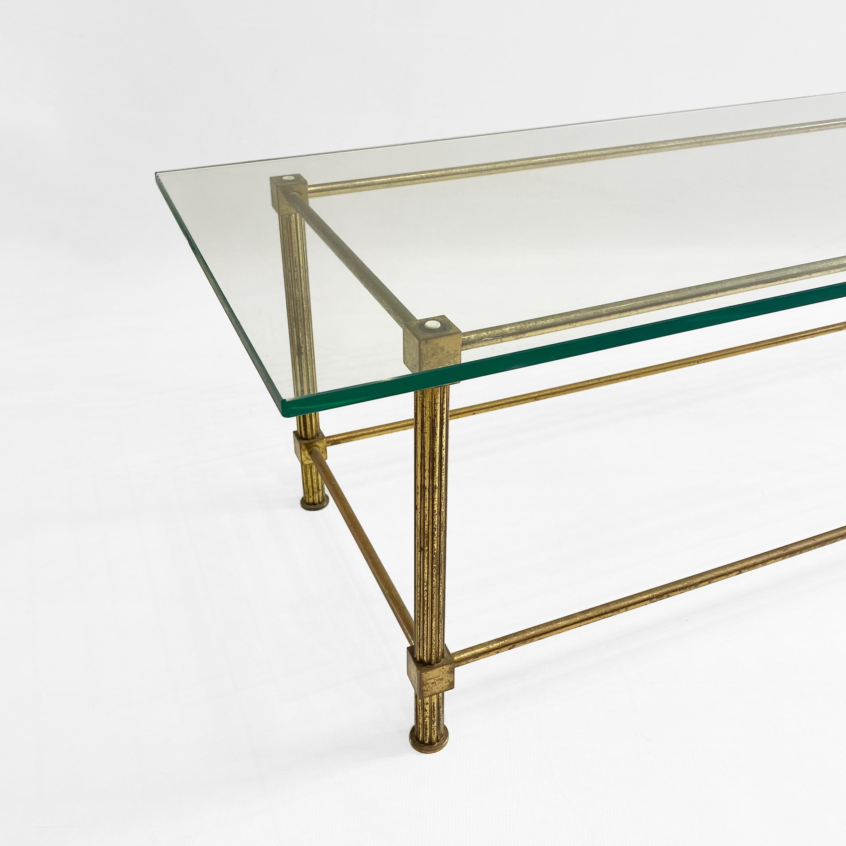 Metà XX secolo Tavolino rettangolare con piano in vetro di Aldo Tura 1960 Italia Hollywood Regency in vendita