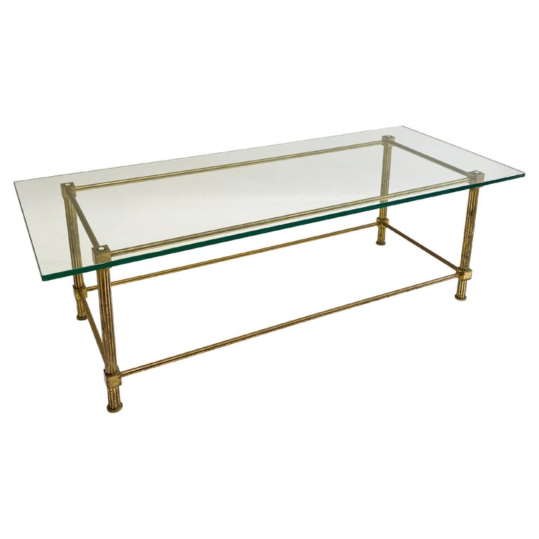 Aldo Tura Brass Glass Top Rectangular Coffee Table 1960s Italy
