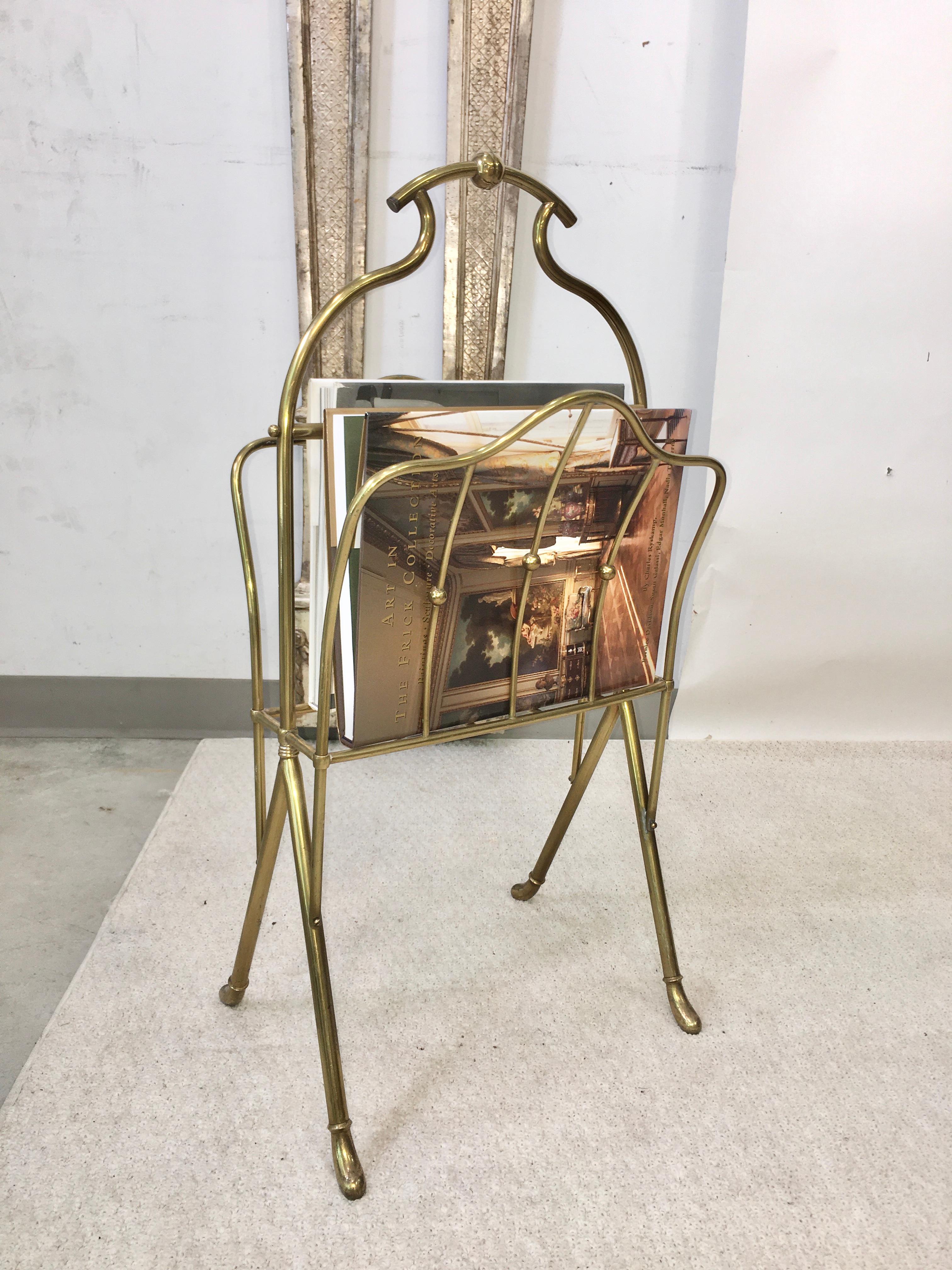 Italian Aldo Tura Brass Magazine Stand For Sale