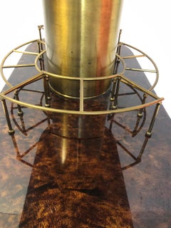 Aldo Tura Brown Goatskin and Brass Bar, Trolley, Italian Style, 1960s