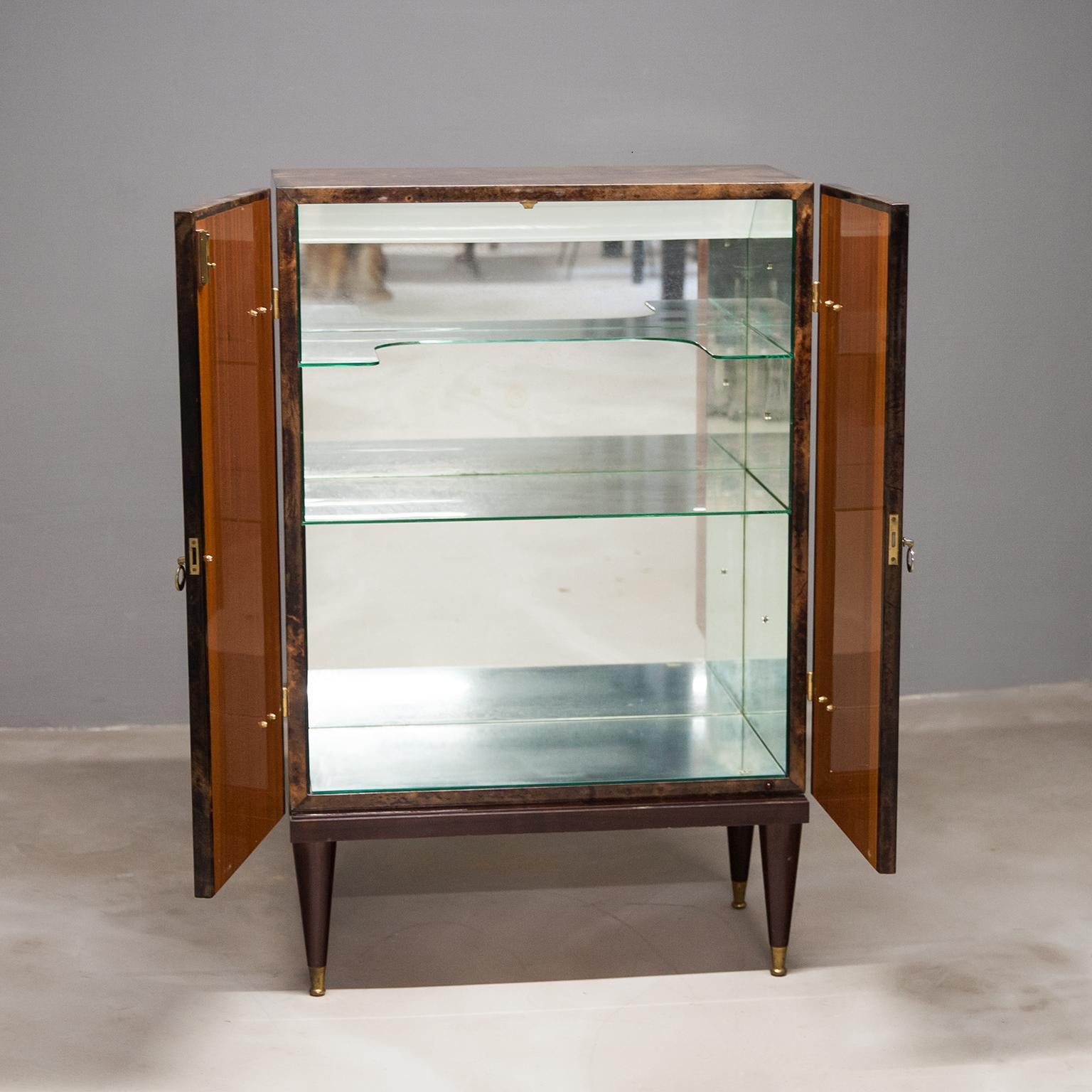 Aldo Tura Brown Goatskin Bar Cabinet In Good Condition For Sale In Munich, DE