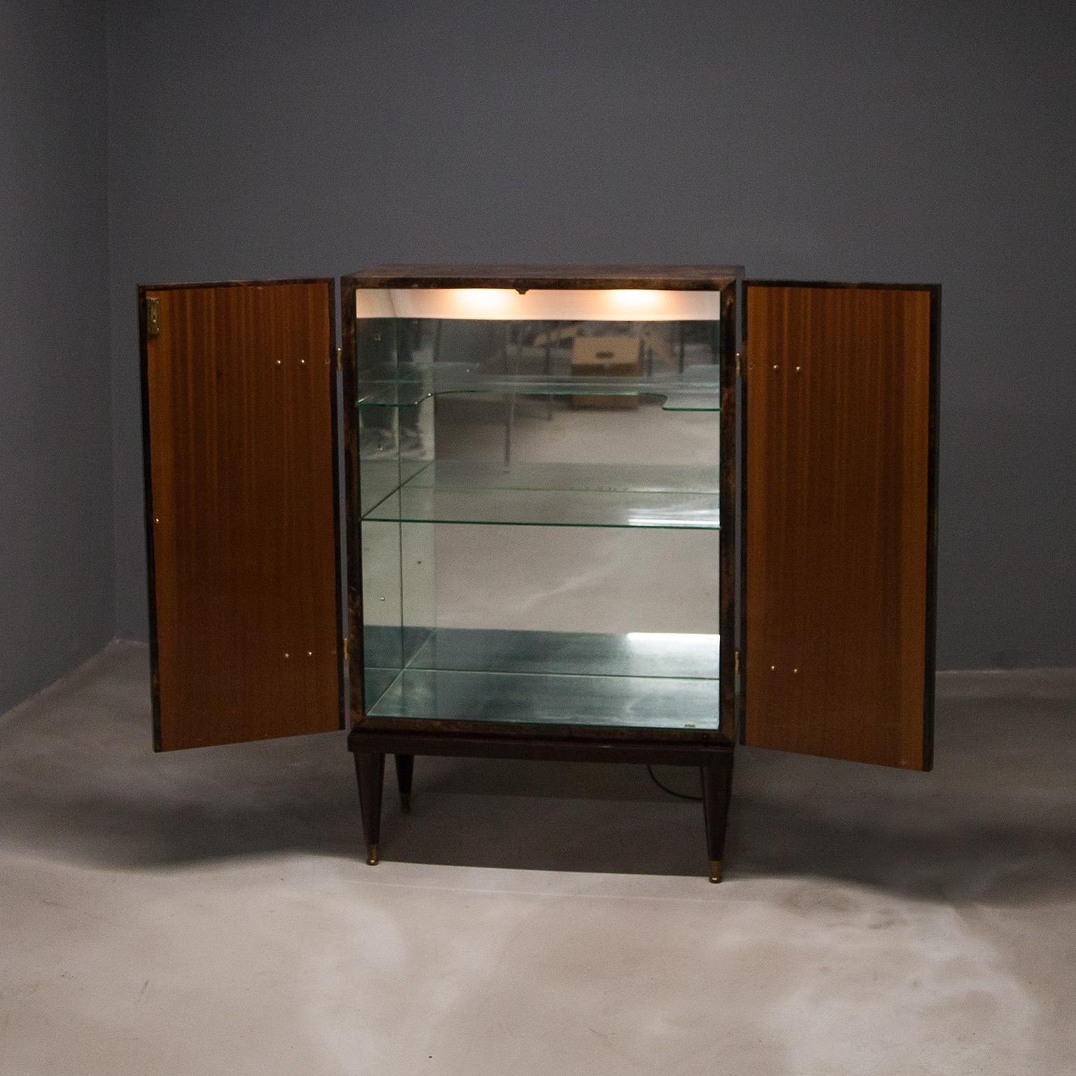 Mid-20th Century Aldo Tura Brown Goatskin Bar Cabinet For Sale