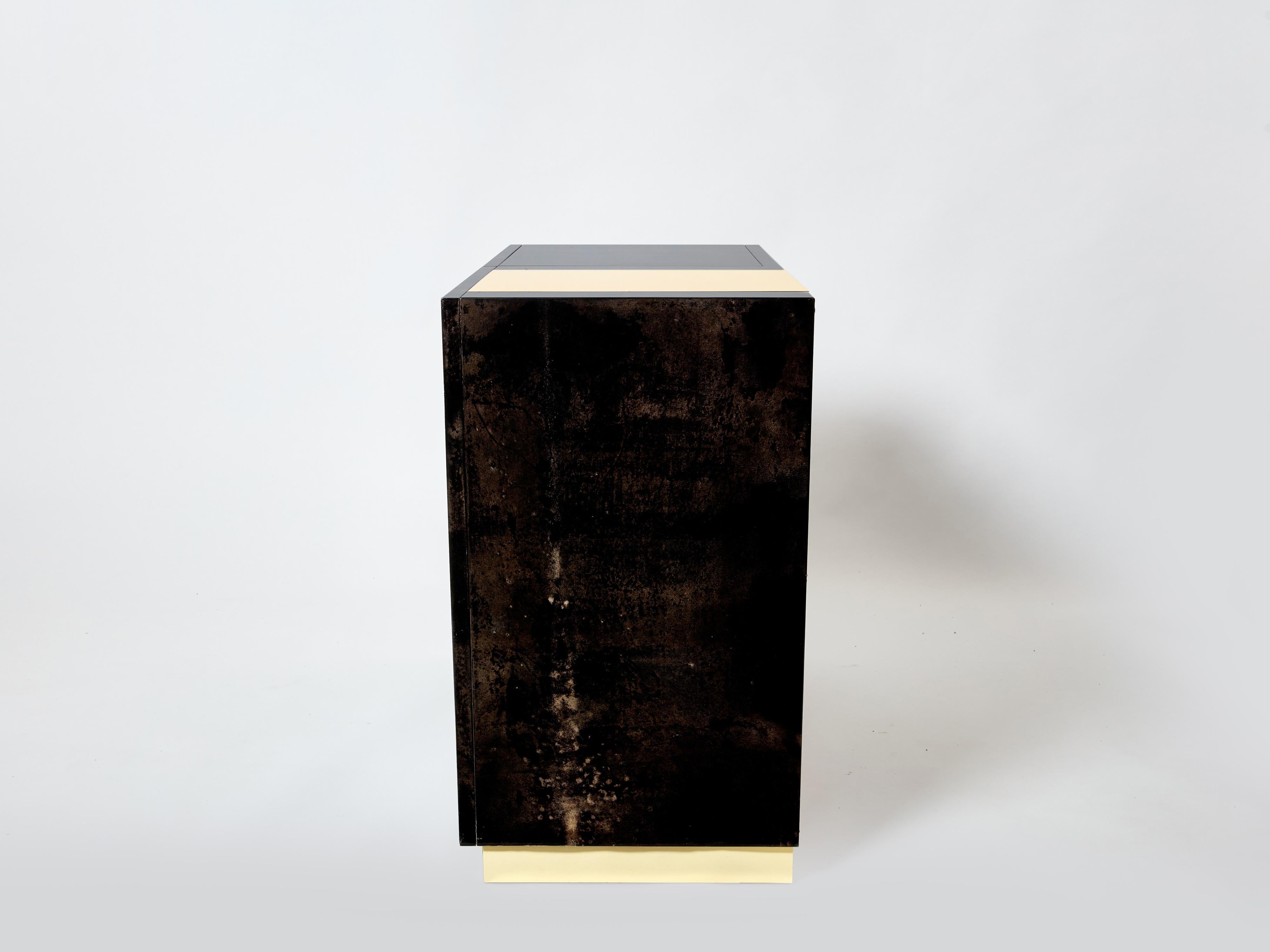 Aldo Tura Brown Goatskin Parchment Brass Cabinet Bar, 1960s 3