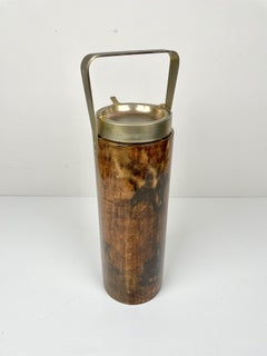 Aldo Tura Brown Goatskin Smoke Stand Ashtray, Italy, 1960s