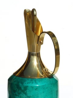 Aldo Tura by Macabo Midcentury Italy 1950s Green Malachite Goatskin Carafe
