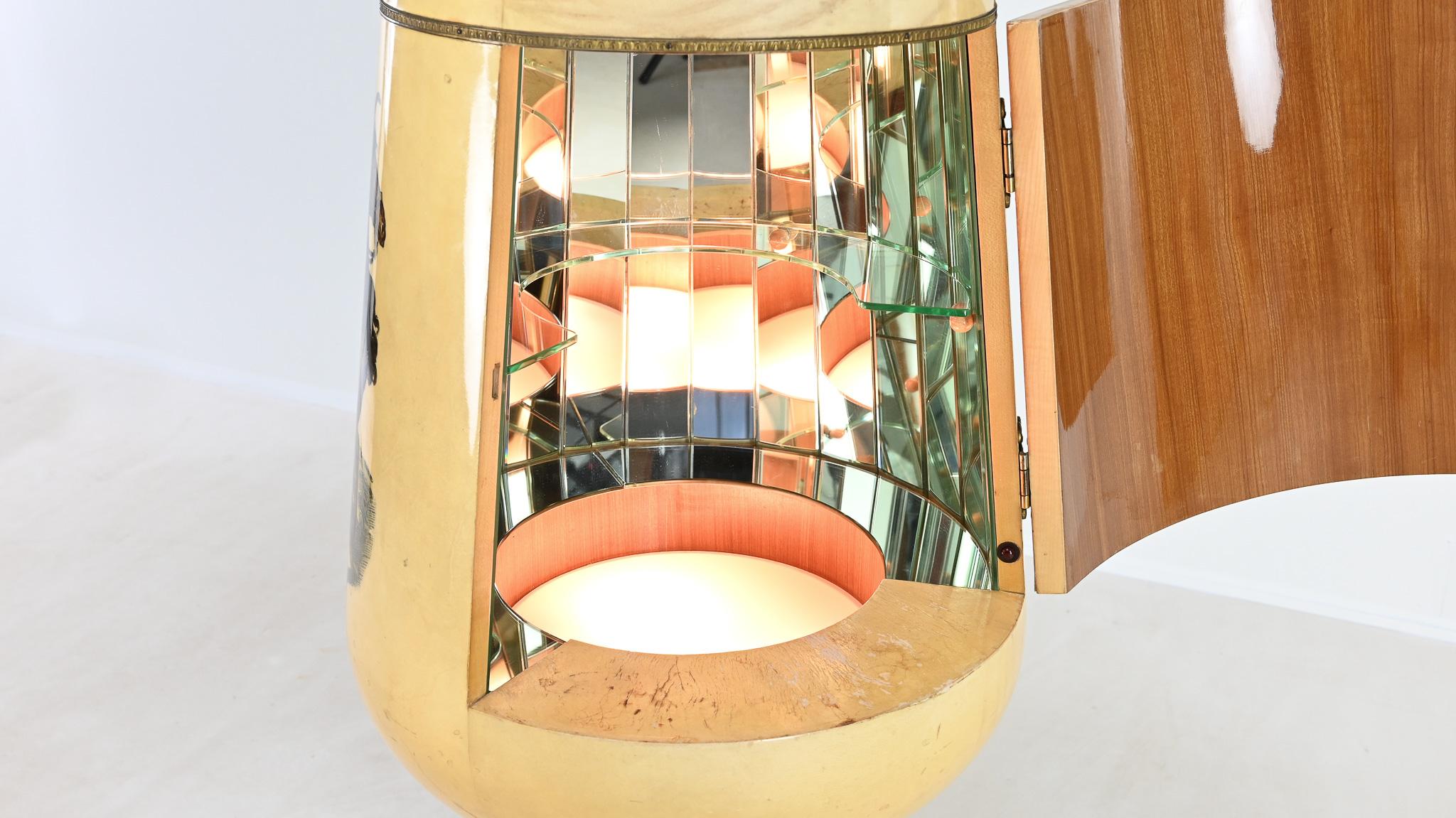 Aldo Tura, Calice Dry Bar in Lacquered Goatskin. Italy, C.1950 For Sale 7