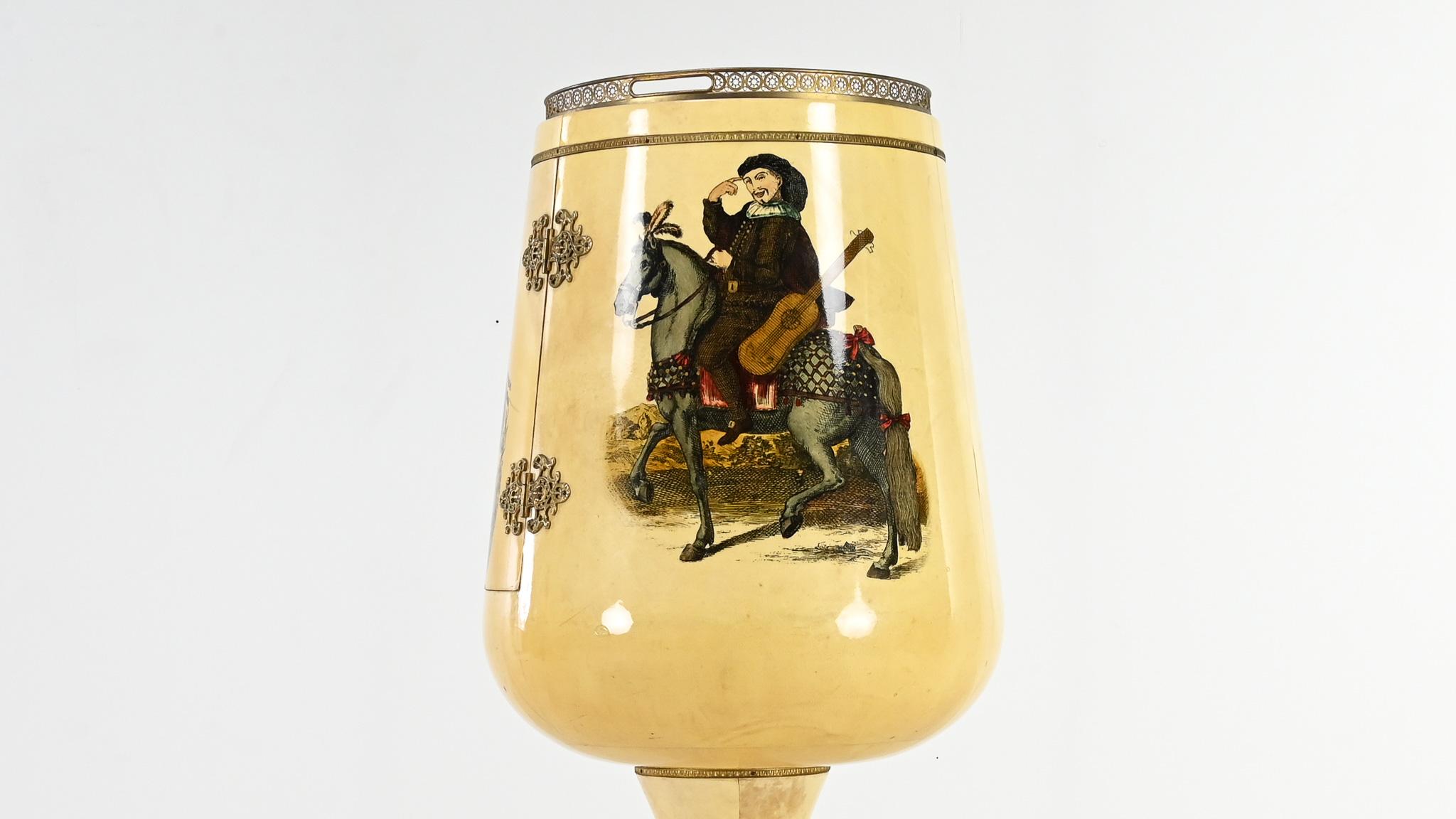 Brass Aldo Tura, Calice Dry Bar in Lacquered Goatskin. Italy, C.1950 For Sale