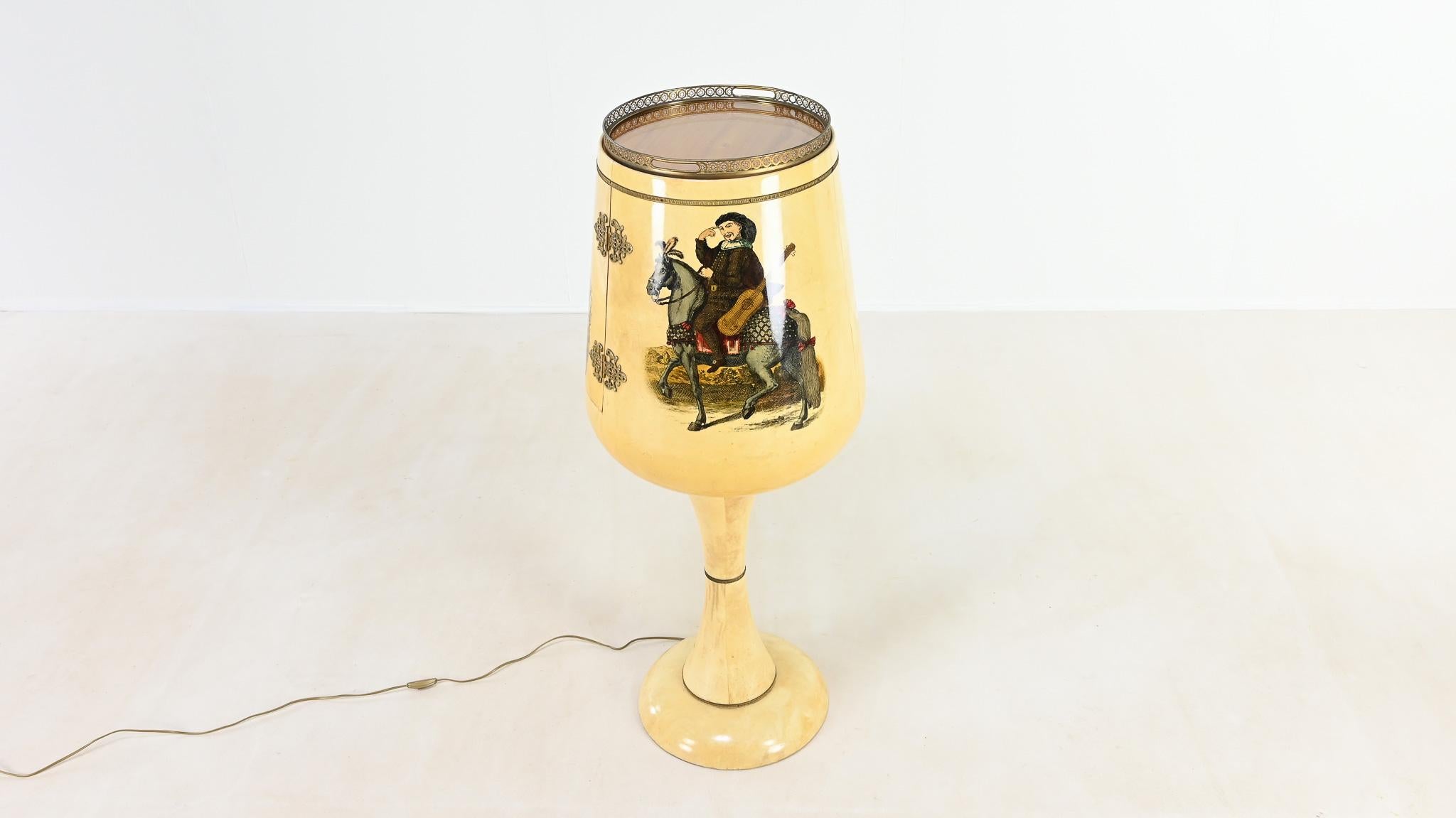 Aldo Tura, Calice Dry Bar in Lacquered Goatskin. Italy, C.1950 For Sale 1