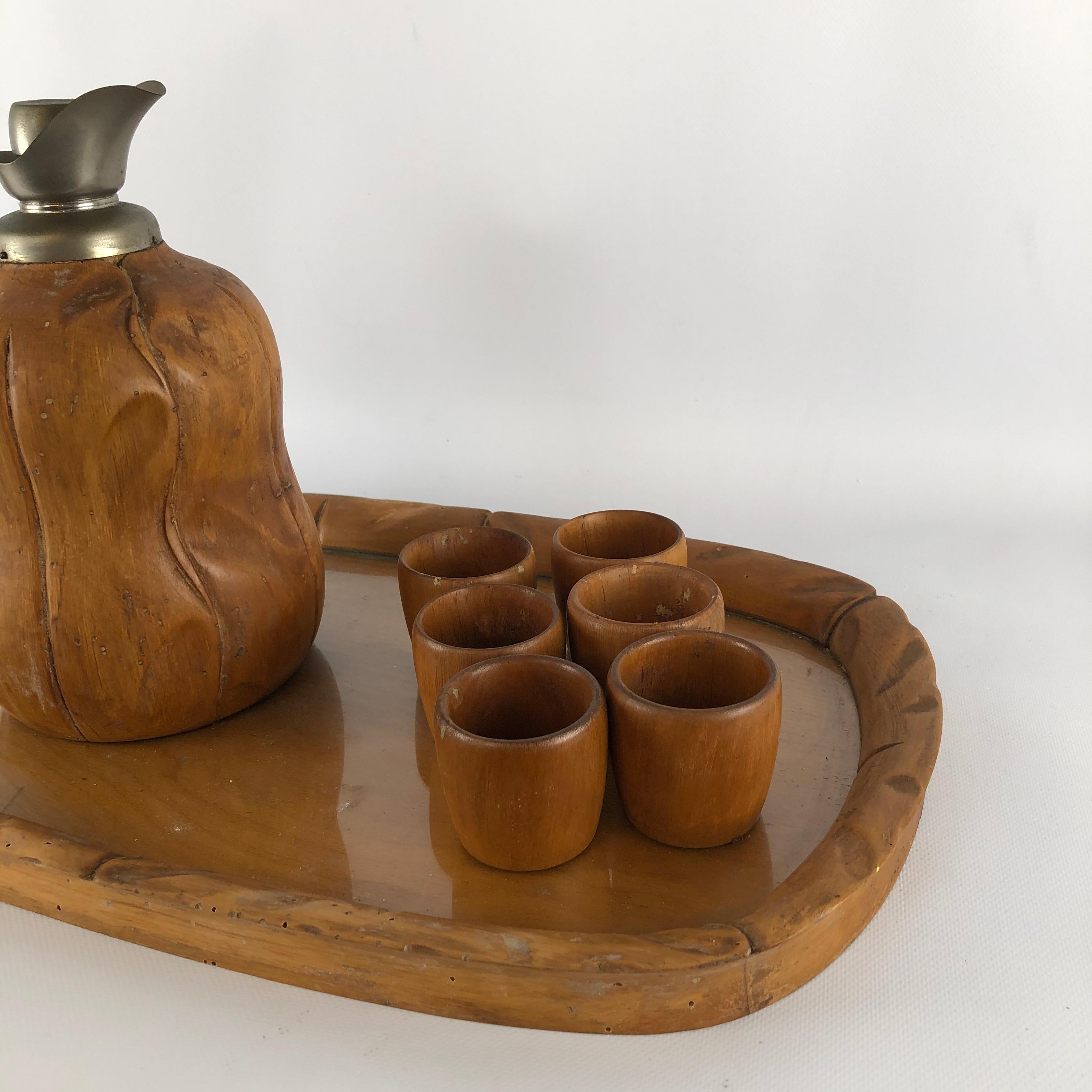 Set aus Karaffen, Tablett und Gläsern von Aldo Tura für Macabo, 50er Jahre (Italienisch) im Angebot