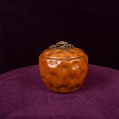 Aldo Tura Carved Pear Wood Lidded Box with Bronze Crab, 1940