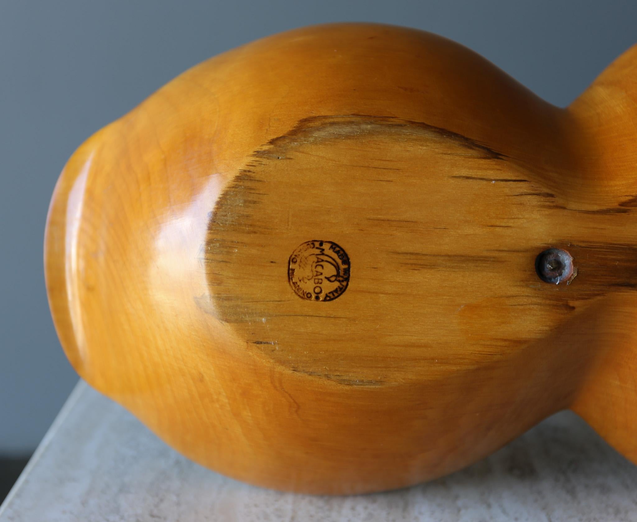 Aldo Tura Carved Walnut Wood & Brass Bowl for Macabo, Italy, c.1970 For Sale 5
