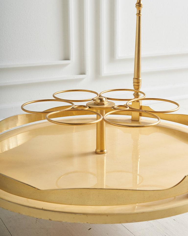 Mid-20th Century Aldo Tura Circular Italian Bar Cart in Lacquered Goatskin