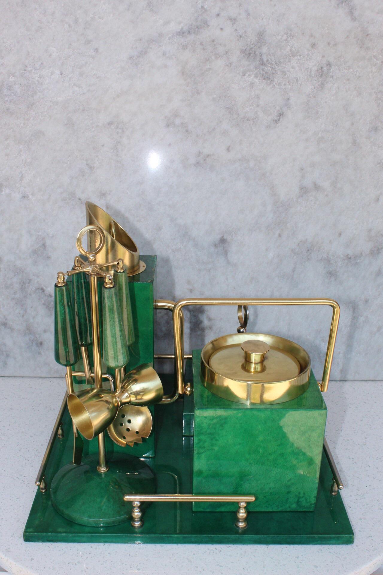 Mid-Century Modern Aldo Tura Cocktail Barware Set