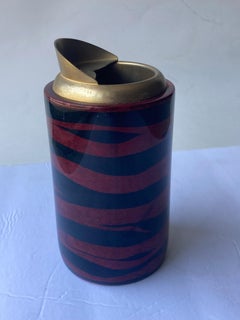 Aldo Tura cocktail shaker in zebra /tiger parchment pattern .