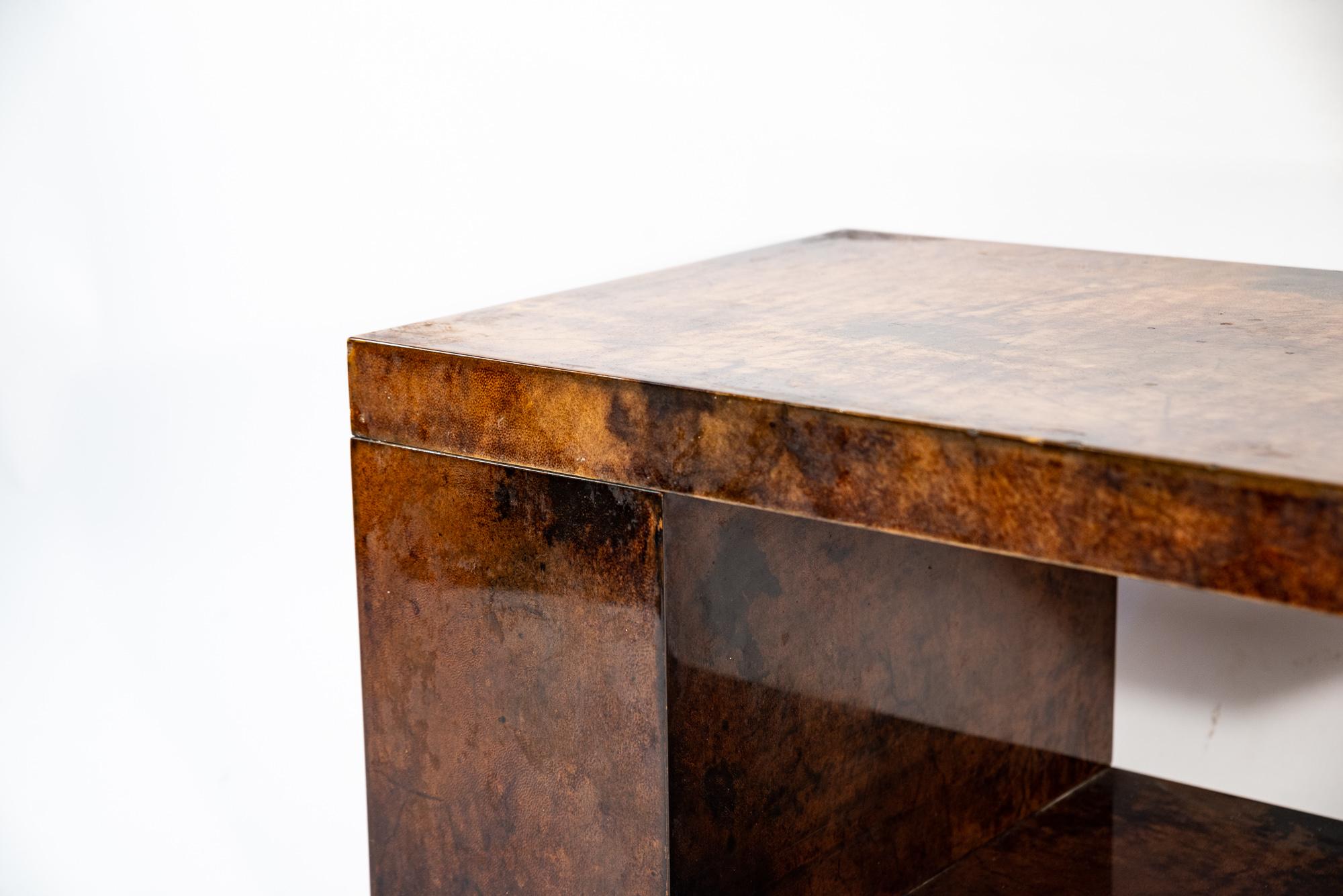 Wood Aldo Tura, Coffee Table, Tinted Parchment, circa 1980, Italy