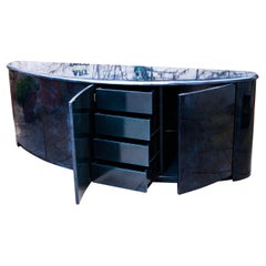 Aldo Tura Deep Blue Goatskin Sideboard, 1980s